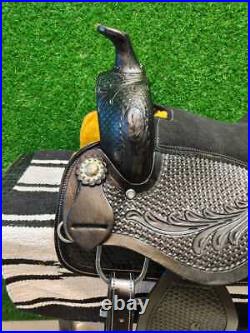 Western Trail Horse Saddle Barrel Racing Tack Premium Leather Tooled 10-18 UI8IY