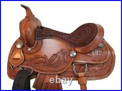 Western Trail Saddle 12 13 14 Pleasure Floral Tooled Brown Leather Horse Tack