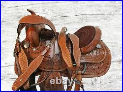 Western Trail Saddle 12 13 14 Pleasure Floral Tooled Brown Leather Horse Tack