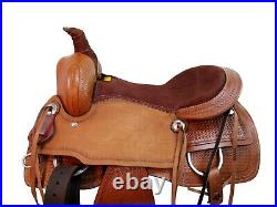 Western Trail Saddle 15 16 17 18 Pleasure Horse Waffle Tooled Leather Tack Set
