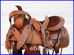 Western Trail Saddle 15 16 17 18 Pleasure Horse Waffle Tooled Leather Tack Set