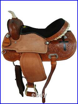 Western Trail Saddle 15 16 17 Floral Cross Tooled Leather Horse Pleasure Tack