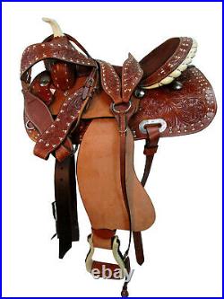 Western Trail Saddle 16 15 Pleasure Floral Tooled Brown Leather Horse Tack Set