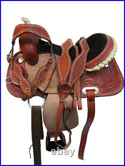 Western Trail Saddle Horse Oak Leaf Tooled Pleasure Leather Tack Set 15 16 17