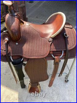 Western hot seat saddle 16on Eco- Leather buffalo chestnut on drum dye finish