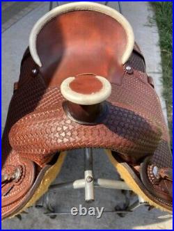 Western hot seat saddle 16on Eco- Leather buffalo chestnut on drum dye finish