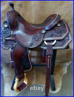 Western padded seat saddle, 16 on eco-leather buffalo color Reddish brown