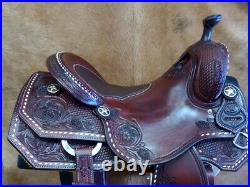 Western padded seat saddle, 16 on eco-leather buffalo color Reddish brown