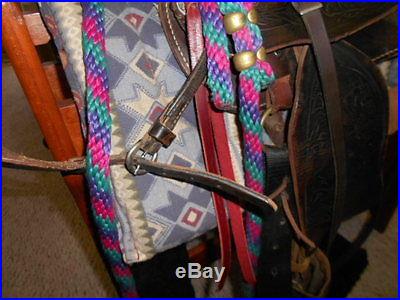 Western riding saddle LOT pad & lead rope decorative leather, functional Pony's