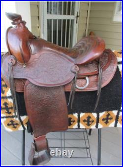 Western saddle 16, on eco-leather buffalo brown color with drum dye finish