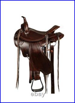 Western saddle 16, on eco-leather buffalo dark brown color