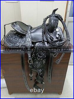 Western saddle leather horse tack Western Premium buck stitched Barrel saddle 16