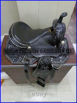 Western saddle leather horse tack Western Premium buck stitched Barrel saddle 16
