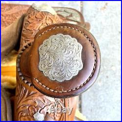 Western show saddle'' 16 on Eco- leather buffalo Tan color on drum dye finished