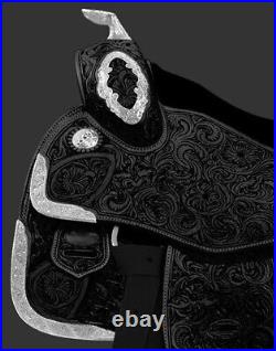 Western show saddle 16 on Eco- leather buffalo color natural with drum dye