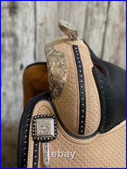 Western show saddle 16 on Eco- leather buffalo with drum dye finished