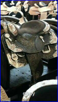 Western show saddle 16 on eco leather buffalo on drum dye