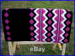 Wool Western Show Trail Horse SADDLE BLANKET Rodeo Pad Rug Hot Pink 3601