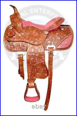 Youth Child Premium Leather Western Pony Barrel Racing Horse Saddle Tack Set
