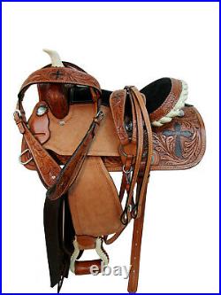 Youth Cowboy 10 12 13 14 Barrel Racing Horse Tooled Leather Kids Child Tack Set