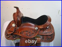 Youth Cowgirl Western Barrel Saddle Used Leather Horse Pleasure Tack 10 12 13